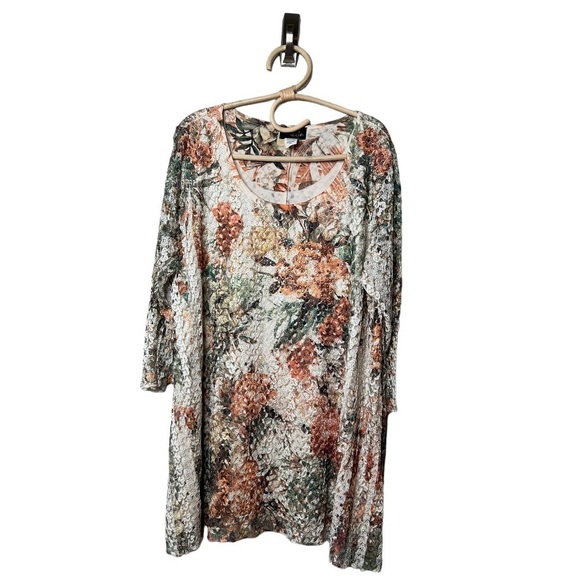 Crochet Burnout Asymmetrical Hem Tunic Top Sequin Size‎ XXL Boutique Autumn Fall - Picture 2 of 16